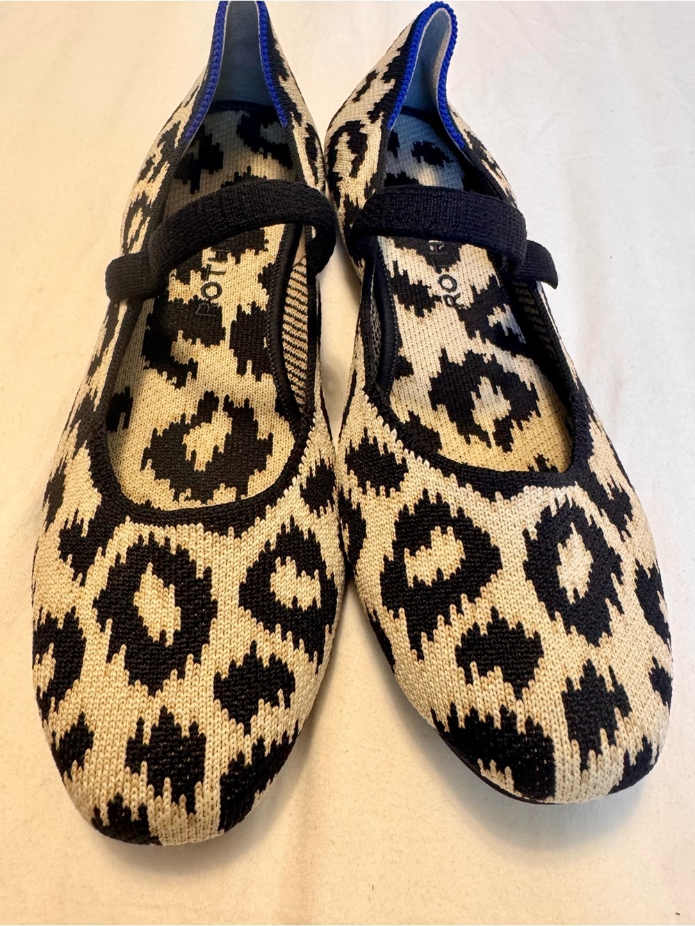 Rothy’s Square Mary Jane Sandy Cat Leopard Flats Size 8.5